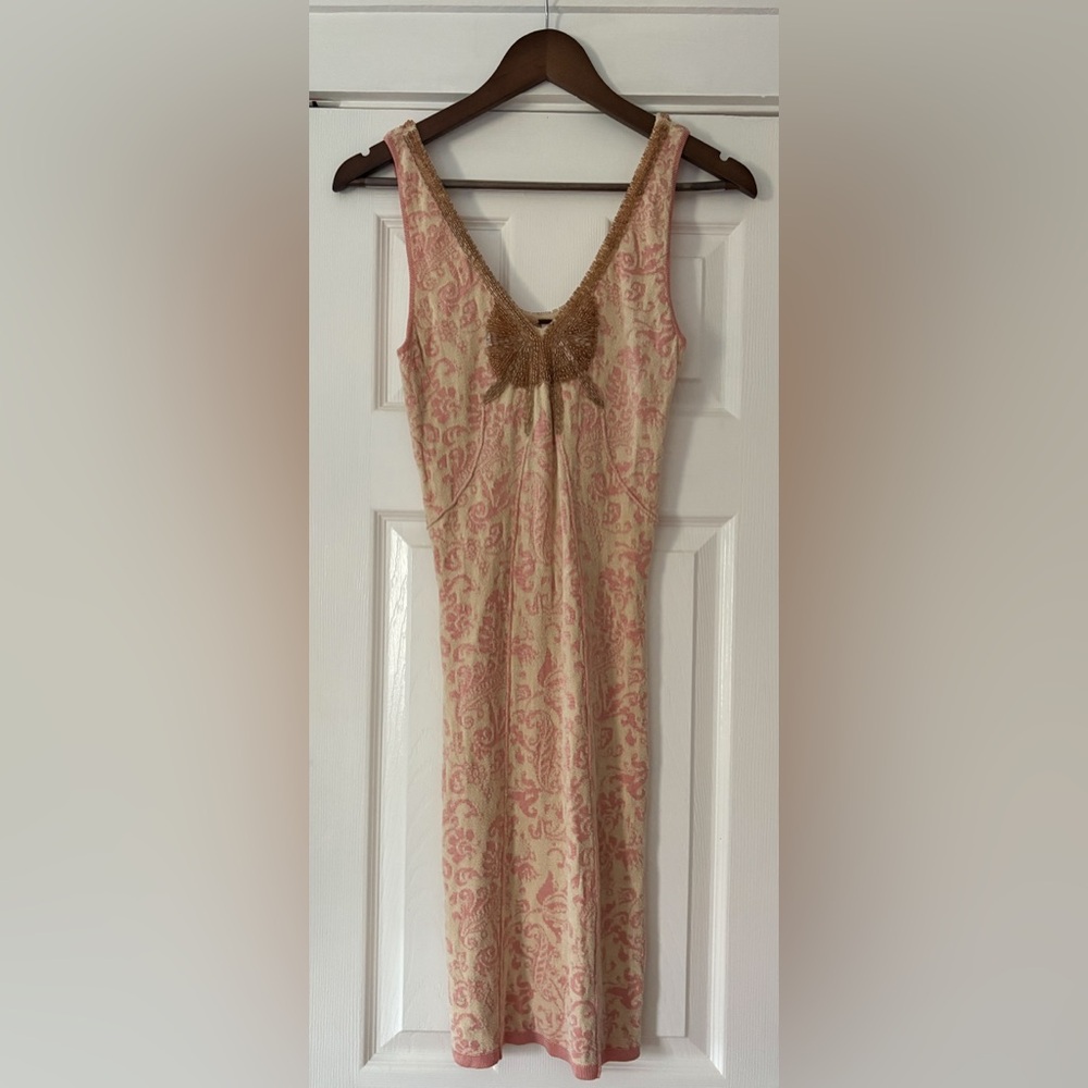 Free People‎ Starstruck Champagne Corset Knit Sleeveless Dress Size Small EUC